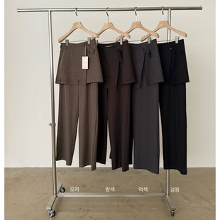 裤 时髦精韩国2026春季 子气质阔腿西装 lake解构风屁帘休闲长裤 新款