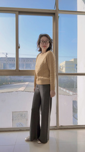 6821 100%精纺羊毛强缩绒四平针60支羊毛裤外穿裤百搭神器