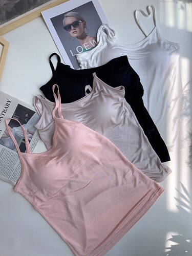 3618# 100%桑蚕丝文胸吊带一体 舒适凉爽吊带衫