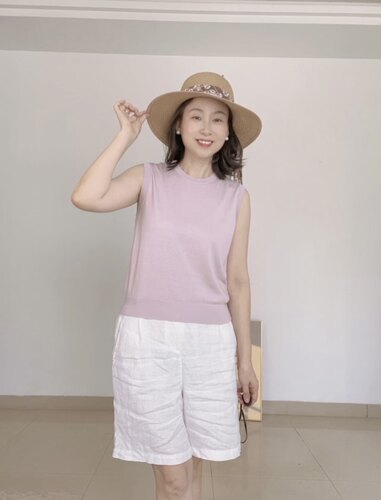 6137夏季女式背心100%桑蚕丝针织真丝背心透气凉爽夏季无袖T恤