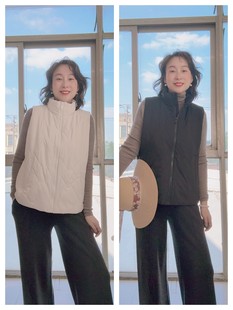 6361秋冬桑蚕丝保暖背心立领马甲女秋冬外套轻盈舒适桑蚕丝保暖