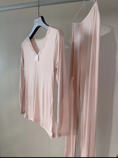 薄款 252 上衣秋衣秋裤 长袖 秋冬100%桑蚕丝真丝针织V领女保暖套装