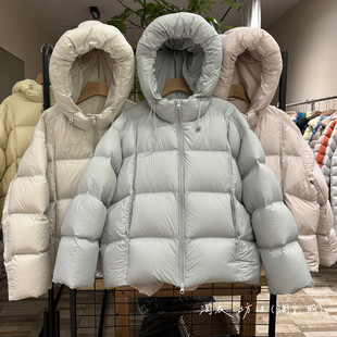 新款 极简风连帽短款 羽绒服女90白鸭绒泡芙面包服保暖加厚外套冬季