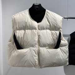 韩国原版2024秋冬休闲马甲宽松白鸭绒面包服宽松糖果色羽绒马夹