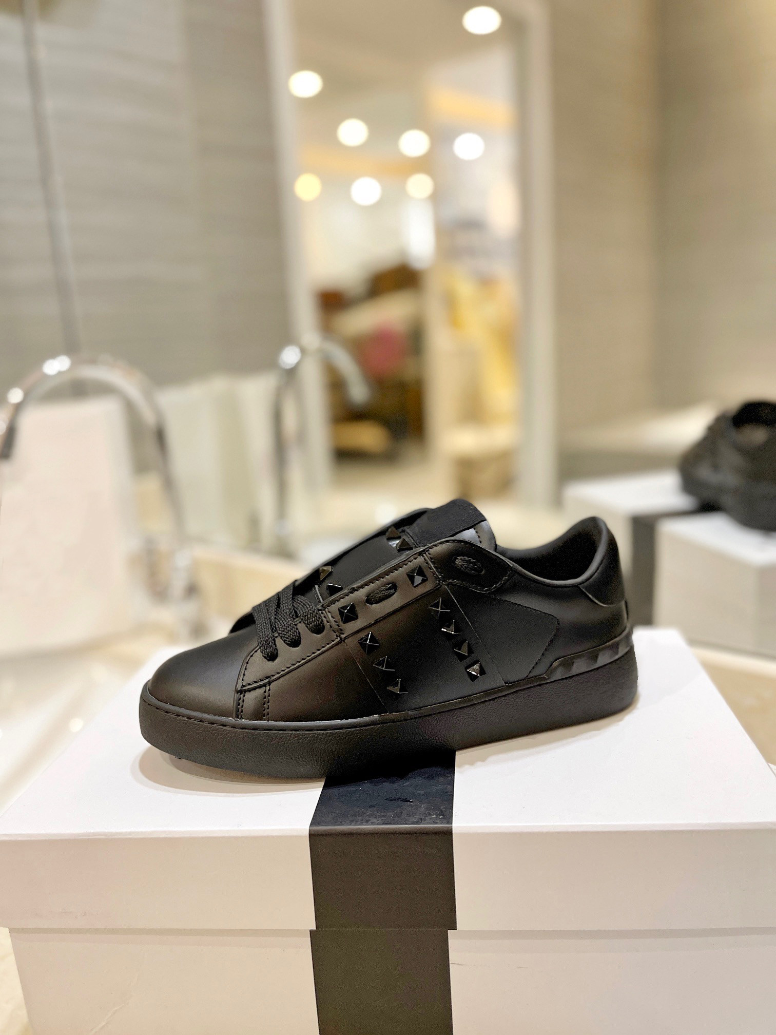 thumbnail for Sheepskin Version ~ New Summer and Autumn Studded White Sneakers for Women, Versatile Unisex Thick-Soled Casual White Sneakers for Women