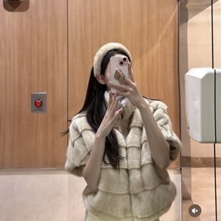 韩国东大门代购秋冬环保仿皮草外套背心五分袖