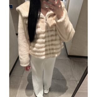 韩国东大门代购秋冬环保皮草连帽短外套拉链保暖