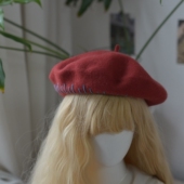 秋冬保暖羊毛呢子画家帽复古贝雷帽手工缝线大头围大码 女帽古着帽