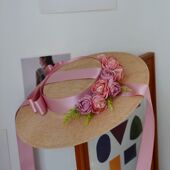 秋新款 麻纱扁帽子复古lolita造型宫廷浅顶礼帽焦边玫瑰绑带手工女