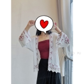 聆家 清仓 民族风清重工刺绣拼接蕾丝雪纺开衫 0.165kg两件 包邮