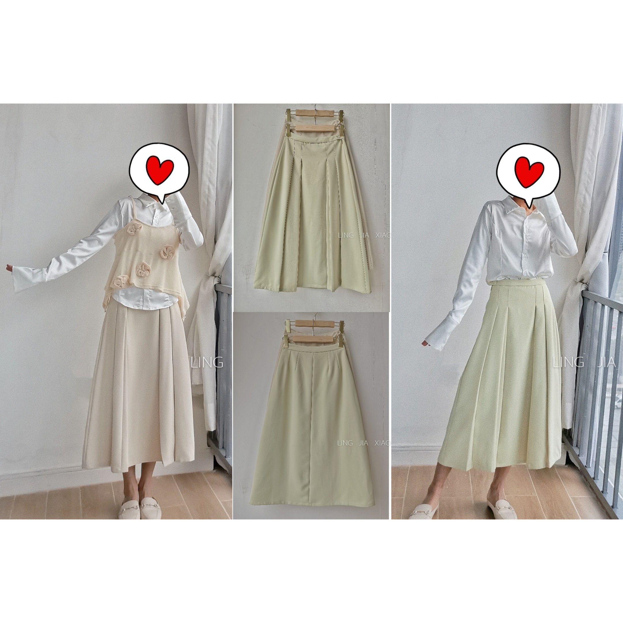 中长款西装裙通勤风A压褶半身裙