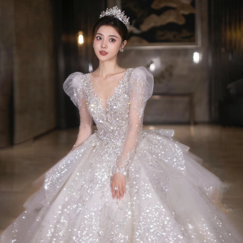  Qiti wedding dress (gift skirt to support gloves)+XXL  