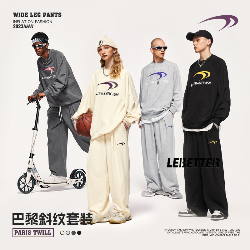秋冬潮牌巴黎斜纹卫衣情侣款
