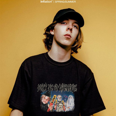 LEBT短袖万圣节印花美式休闲T恤