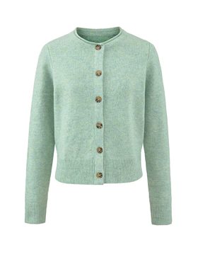 MICN绿色毛衣开衫外套女秋冬新款复古软糯慵懒卷边短款针织衫上衣