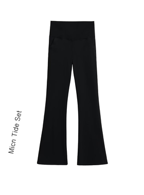 BM MICN黑色瑜伽微喇阔腿长裤女薄款高腰弹力紧身显瘦鲨鱼打底裤