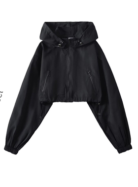 美式复古机能风立领拉链外套女短款嘻哈街舞上衣防晒冲锋衣夹克秋