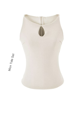 BM MICN纯欲风性感胸前水滴镂空背心女修身显瘦收腰吊带短款上衣