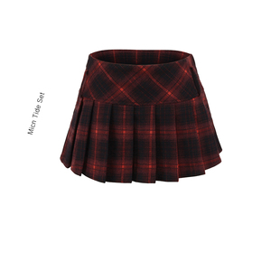 低腰修身 新款 辣妹A字短裙女 MICN格子英伦学院风百褶半身裙秋季