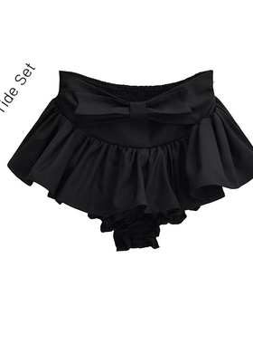 少也眼长腿特效蓬蓬半身裙裤裙女夏季辣妹a字荷叶边低腰超短裙