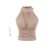 MICN杏色挂脖飘带莫代尔带胸垫吊带背心女收腰无袖 露肩上衣