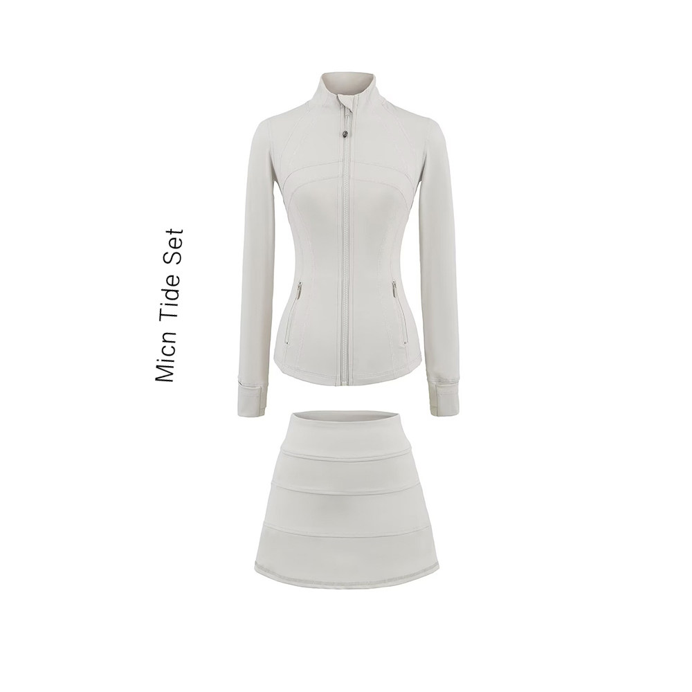 经典瑜伽立领短款修身外套夹克上衣防走光健身显瘦运动短裙女套装,女装/女士精品,时尚套装,淘宝优惠券,粉丝福利购,淘宝优惠卷