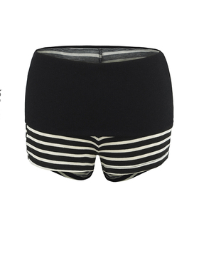 条纹翻腰低腰针织毛线包臀短裤夏新款辣妹翻边高腰黑色运动热裤女