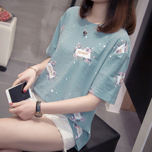 加肥加大码女装2019春夏装新款短袖T恤胖妹妹显瘦半袖上衣打底衫