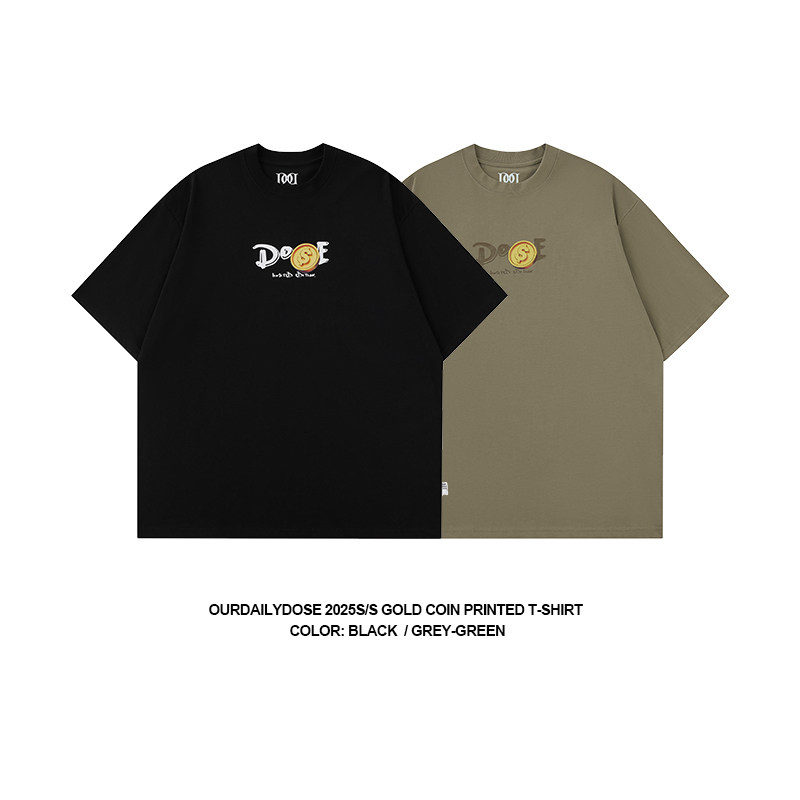 OURDAILYDOSE 25ss 美式宽松休闲金币趣味图案印花短袖T恤上衣