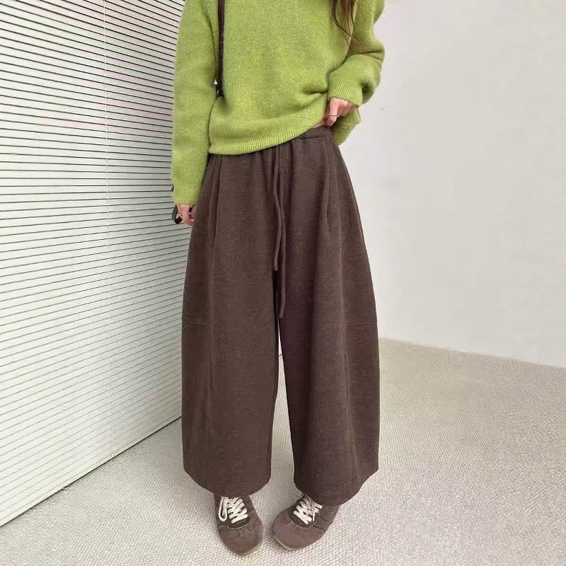 慵懒风抽绳九分阔腿裤女加绒加厚