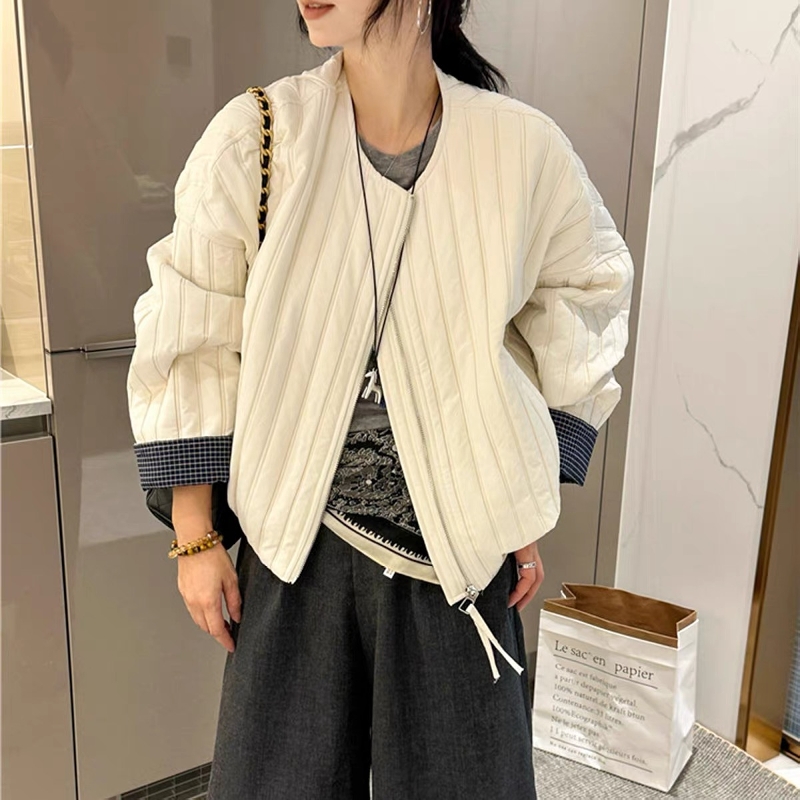 格子袖口压格短款外套女2025秋季