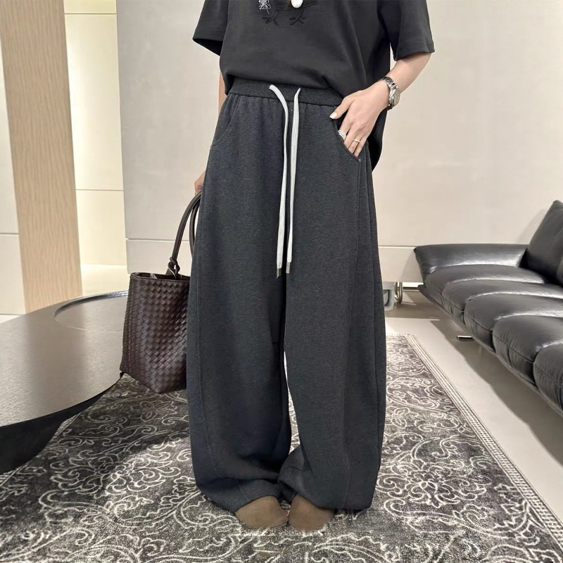 拖地弯刀加绒阔腿卫裤女