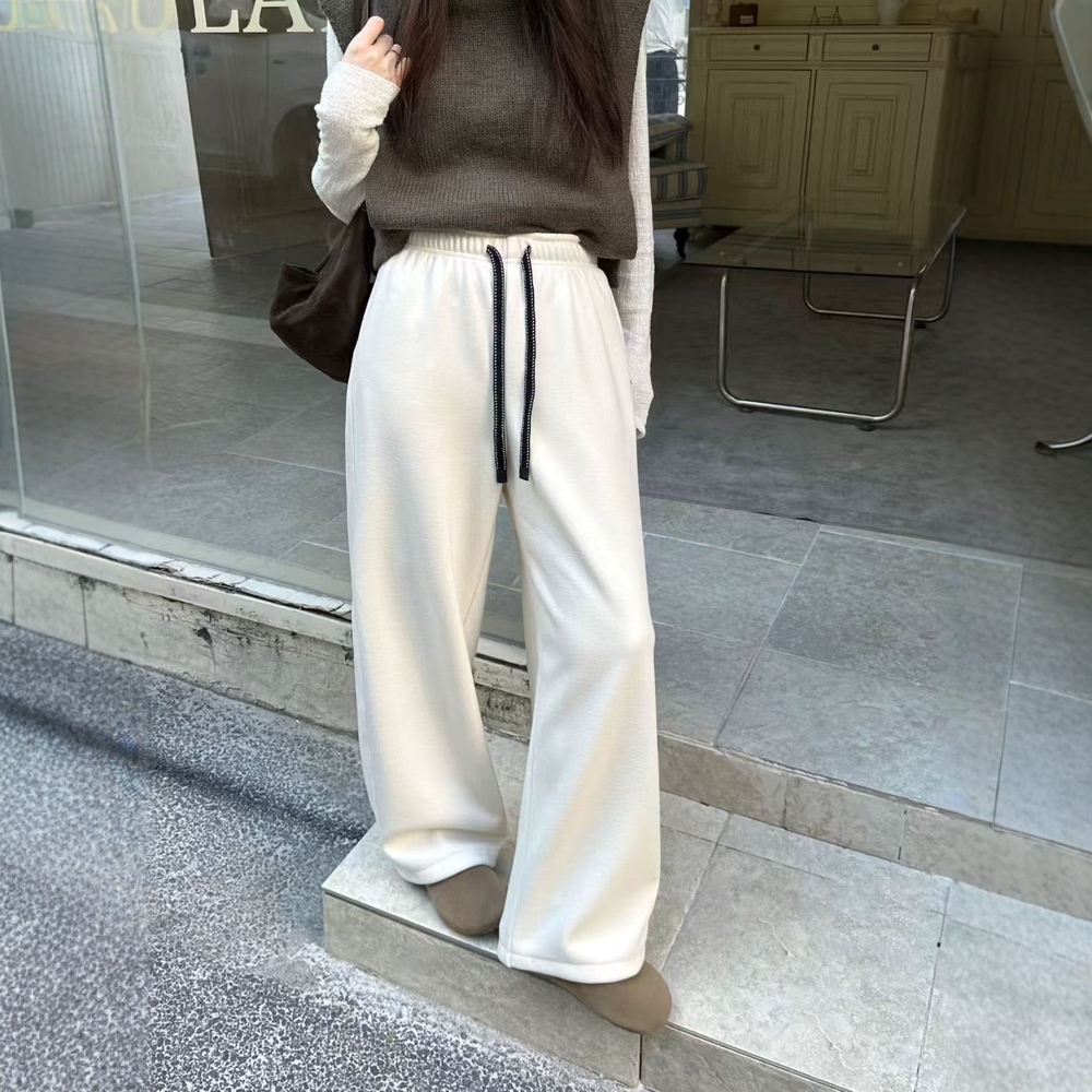 羊绒糯米裤女加绒加厚休闲直筒裤