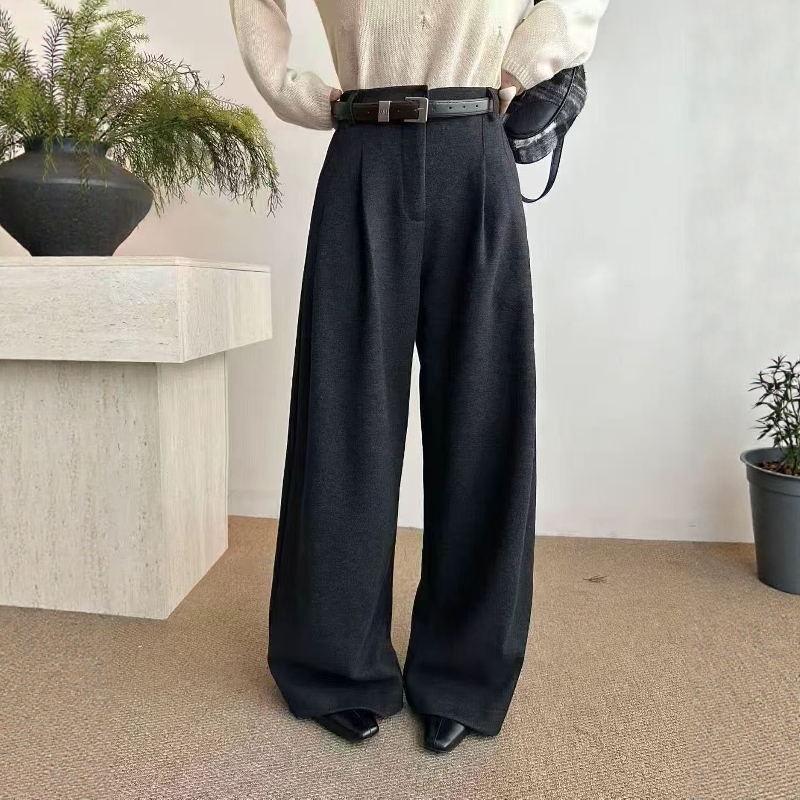 高腰加绒西装阔腿裤女冬季新款