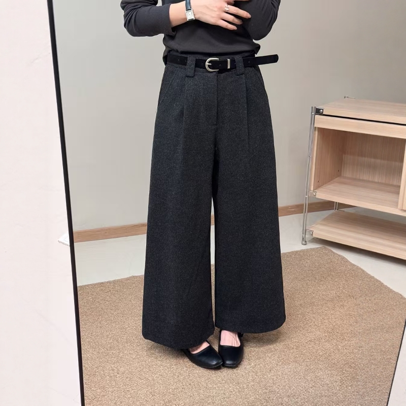 羊绒呢九分阔腿裤加绒加厚休闲裤