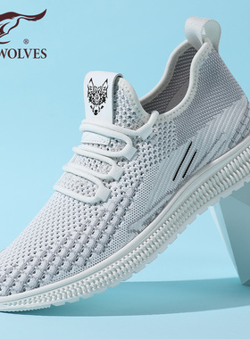 七匹狼网眼透气男鞋薄款网面鞋男士运动休闲鞋白色网鞋男透气夏季