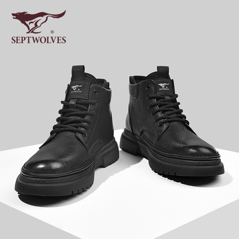 男士秋季马丁靴黑色高帮休闲皮鞋