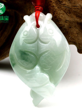 情侣玉吊坠富贵双鱼  男女款富贵有余玉鱼项链 连年有余吉祥玉佩