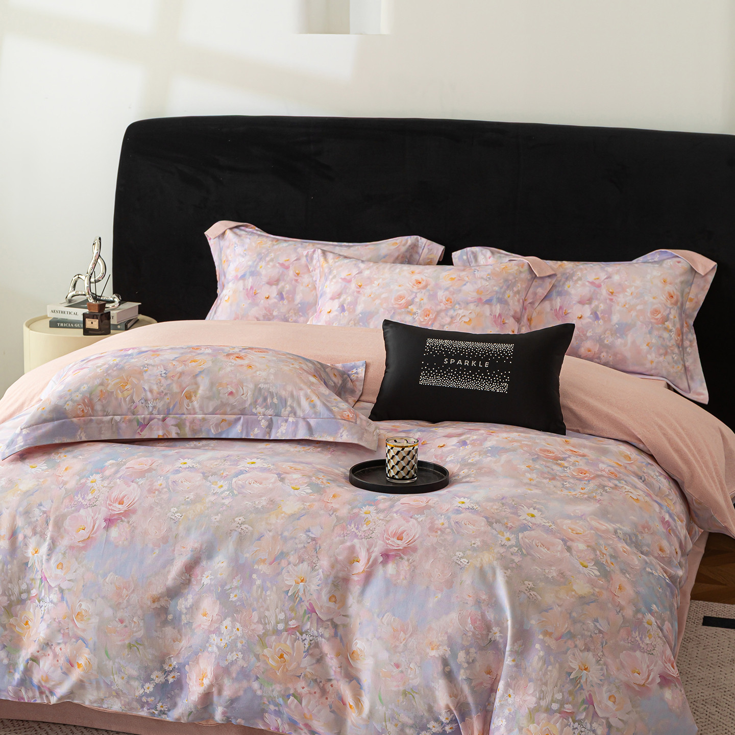 新款秋冬金太阳轻奢全棉磨毛印花四件套纯棉加厚保暖花卉床上用品