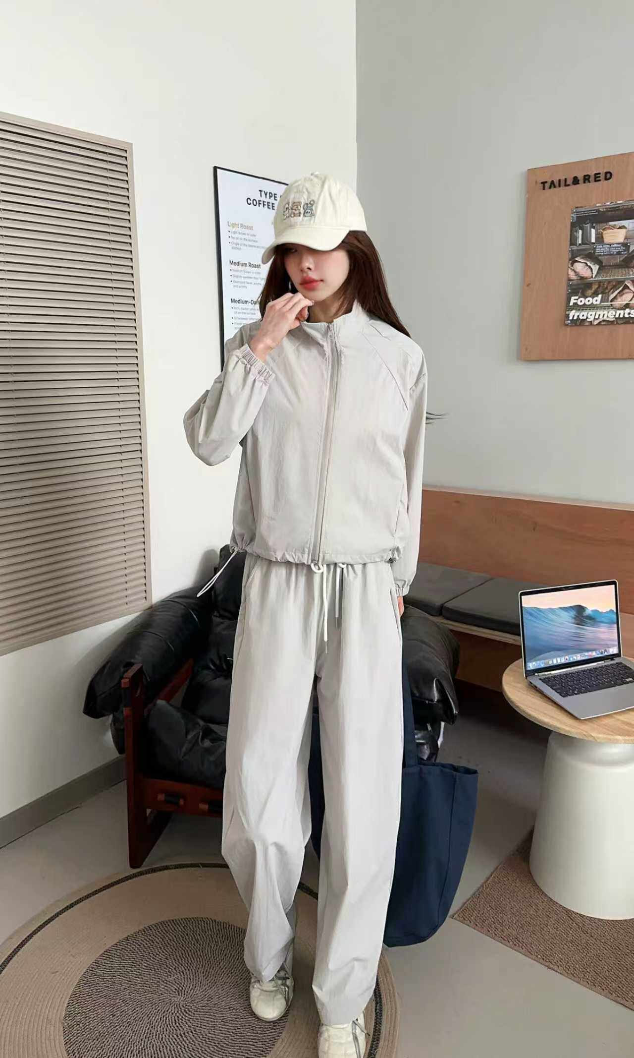 夏季新款防晒运动套装女户外工装风长袖上衣外套短裤休闲两件套