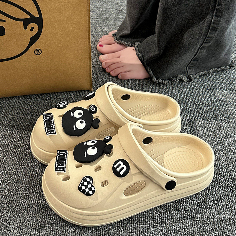 女可爱包头凉鞋两穿洞洞鞋