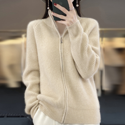 2025新款羊毛衫女春秋双拉链加厚羊毛衫开衫外套针织上衣秋冬季