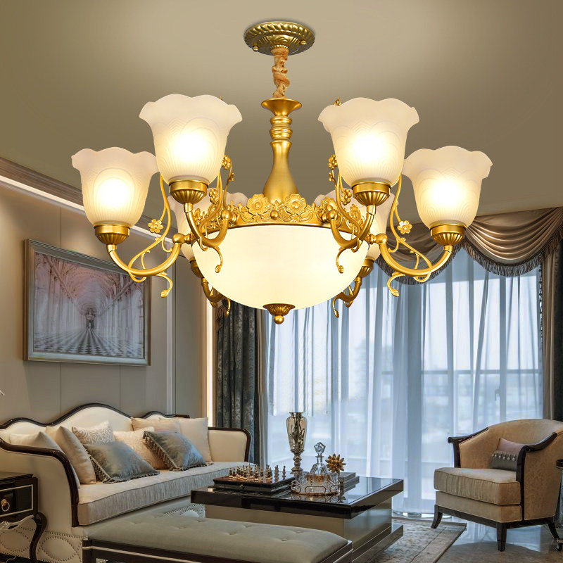 美式客厅吊灯轻著仿铜灯欧式灯具现代简约创意卧室灯餐厅灯饰