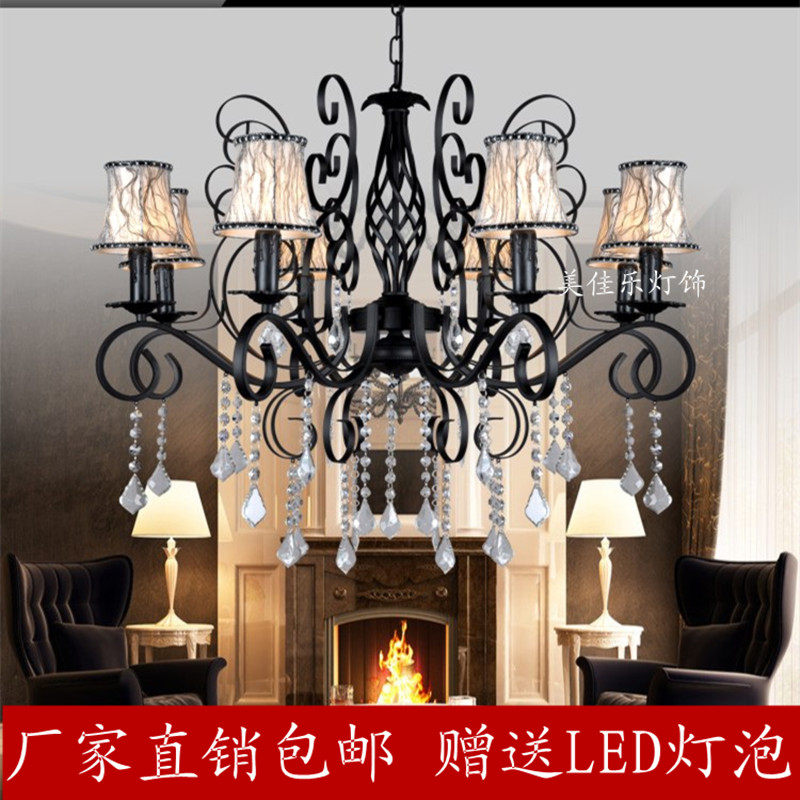 欧式水晶铁艺客厅餐厅大厅吊灯