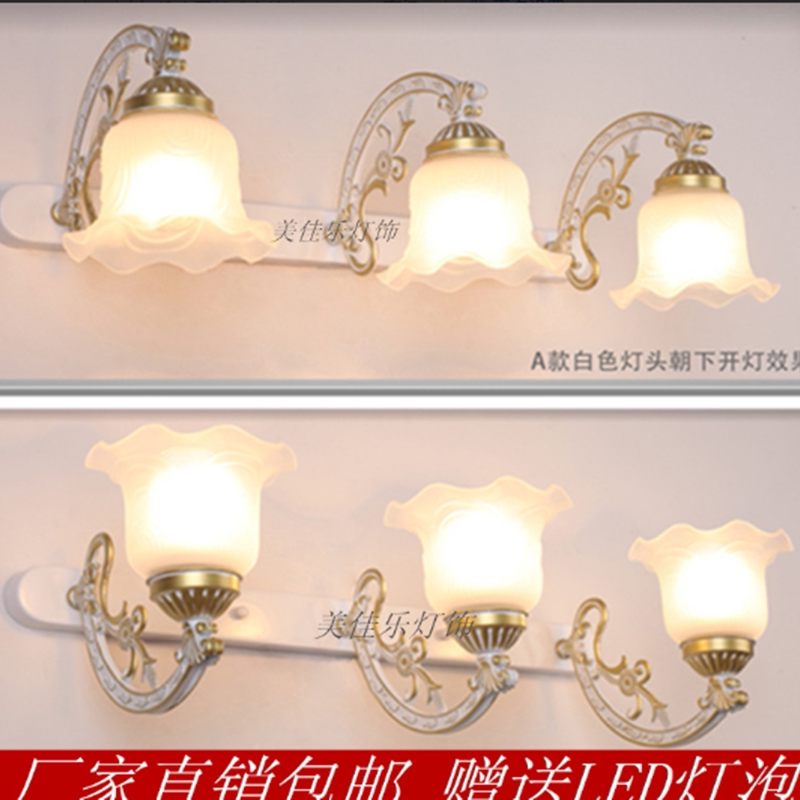 美式新款鑫镜创意浴室镜壁灯欧式鑫嚞简约卫生间三头镜柜灯