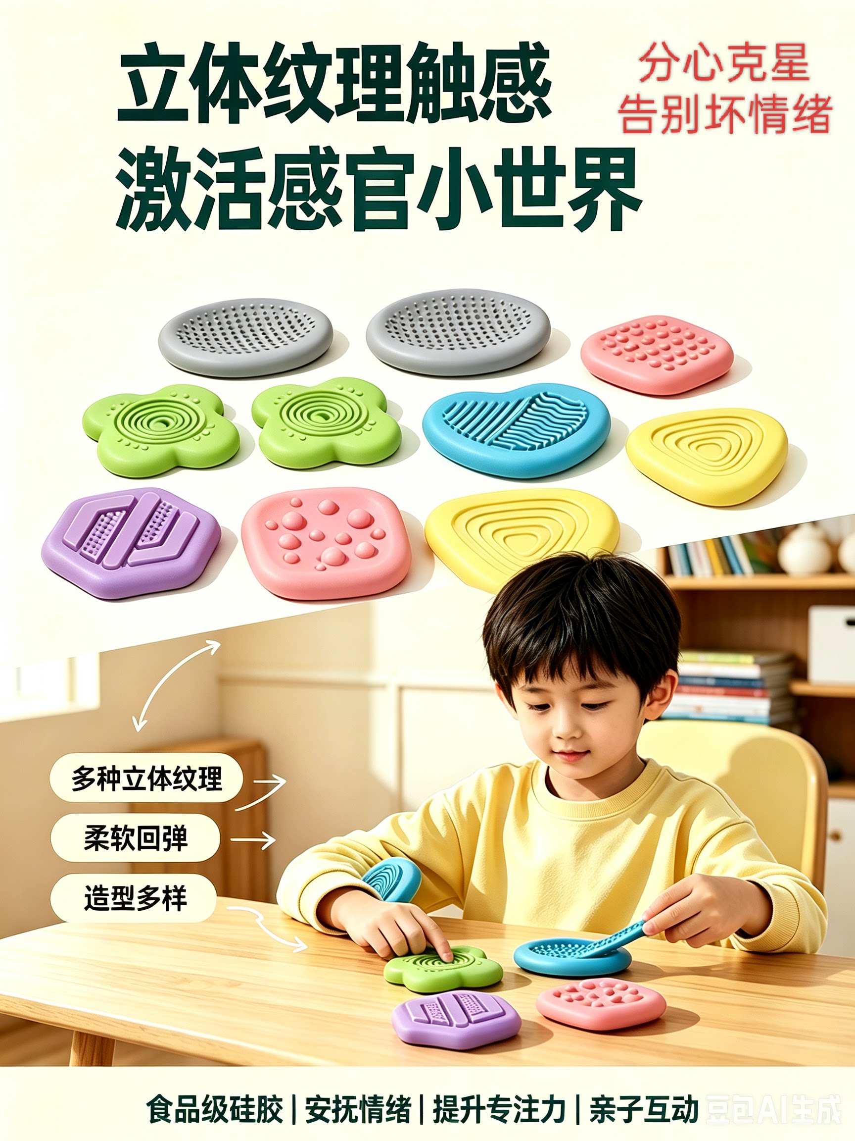 adhd感官石提升专注力戒啃抠手触感不同纹理担忧石解压多动症焦虑