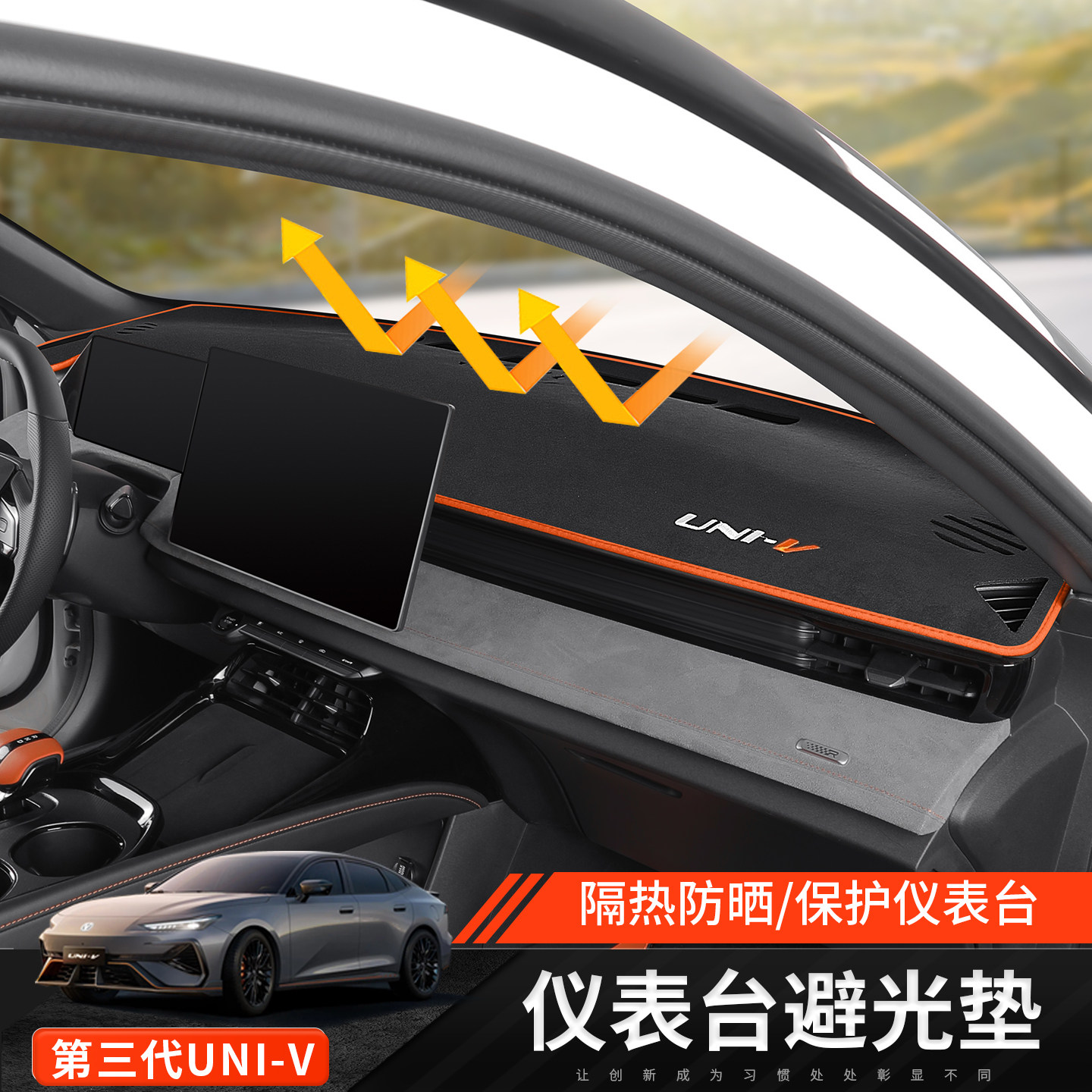 三代univ中控仪表台避光垫