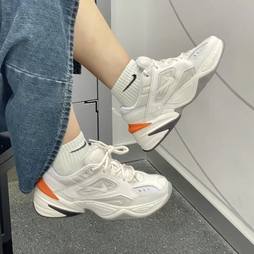 耐克/Nike M2K Tekno 白橙低帮舒适厚底增高鞋老爹鞋 AV4789-001