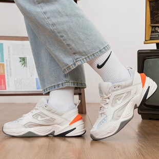 耐克/Nike M2K Tekno 白橙低帮女款厚底增高鞋老爹鞋 AO3108-001