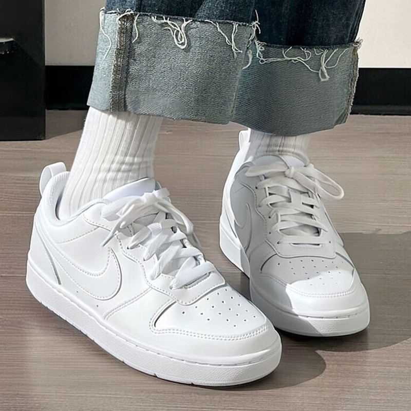 耐克/Nike Court Borough 2 女子低帮纯白复古透气板鞋BQ5448-100,运动鞋new,板鞋,淘宝优惠券,粉丝福利购,淘宝优惠卷